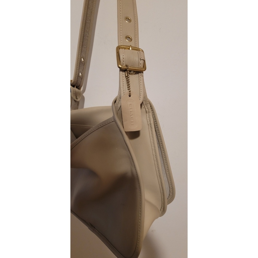 Coach Cream Shoulder Bag with Gold Buckle